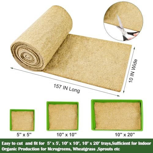 1 Roll 10" X 157" Microgreen Grow Mat Natural Fiber Grow Mats Microgreens Grow Kit Hydroponic Pads Indoor Organic Production for Microgreen Starter Tray Wheatgrass Sprouts - size: 1 Roll 10" X 157"