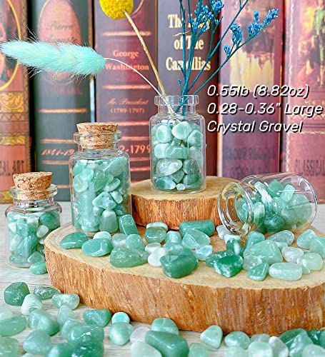 Green Aventurine Crystal Polished Rocks 0.3-0.4" Tumbled Stones Chips Stone Crushed Quartz Natural Gem Home Decoration Aquarium Plants Cacti Vase Filler Landscape Bottom Ornament 0.6lb 250G - color: Green Aventurine, size: 0.55 Pound