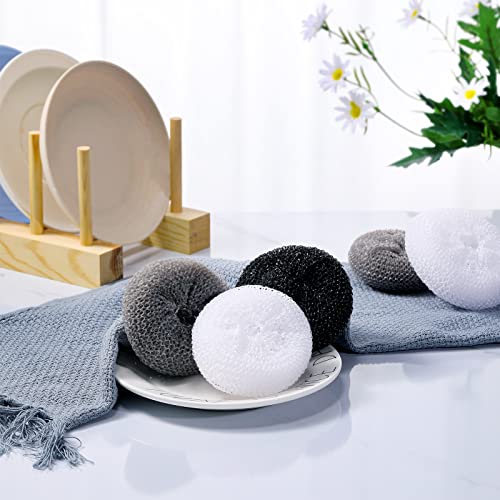 Blulu Plastic Dish Scrubbers for Dishes Pot Round Nylon Pad, Mesh Scouring Non Scratch Pads(Simple Colors,15 Pcs) - color: Simple Colors