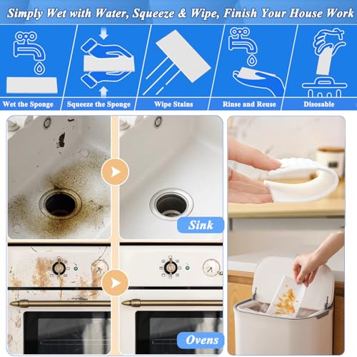 Magic Sponge Eraser Sheets, 52Pcs All-Purpose White Melamine Sponge Convex Point Disposable Magic Cleaning Wipes for Furniture Kitchenware, Hard-to-Reach Places, Shoe - size: 52Pcs