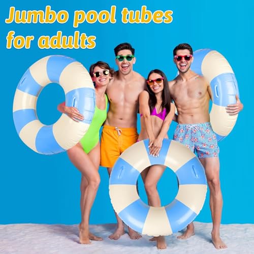 2 PCS Inflatable Pool Floats for Swimming Pool Party Lake Beach Adults - Floaties Pool Tubes Swim Rings Tubes Floaties for Beach Pool Party Decorations - color: Blue, size: 33"