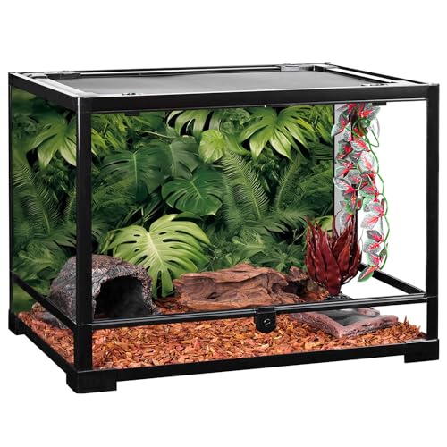 AWERT 48x20 inches Tropical Leaves Terrarium Background Polyester Reptile Habitat Background Rainforest Aquarium Background - size: 48x20in/120x50cm
