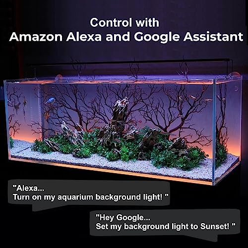 ColorCast Aquarium Background LED Light Kit with Frosted Background Film | Smartphone and Voice Control | 24/7 Timers | Alexa and Google Home | for Aquariums, Terrariums and Vivariums | 32"-48" - size: 32" | 32" to 48"