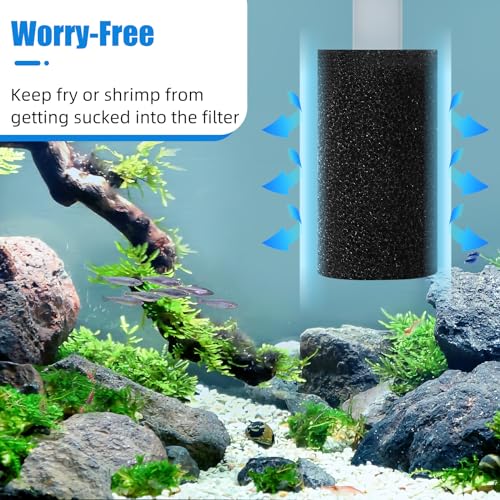AQUANEAT 12-Pack Pre-Filter Sponge for Aquarium Shrimp Fry Fish Tank Filter 1” Intake, Replacement Foam Cover - size: 2.2"D X 3.9"H, 1"