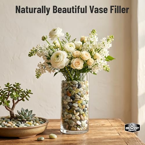 Midwest Hearth Decorative Jade Pebbles for Plants & Bonsai | Polished Natural Stones | 3/8" Size (2-lb Bag)