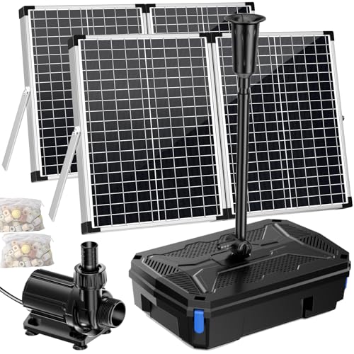 Antfraer 100W Solar Pond Filter with Water Pump, 1200GPH Solar Pond Filter with 3-Stage Filtration, Pond Filter Box with Filter Medias for Outdoor Ponds Fish Tank Waterfall Water Features - size: 100W
