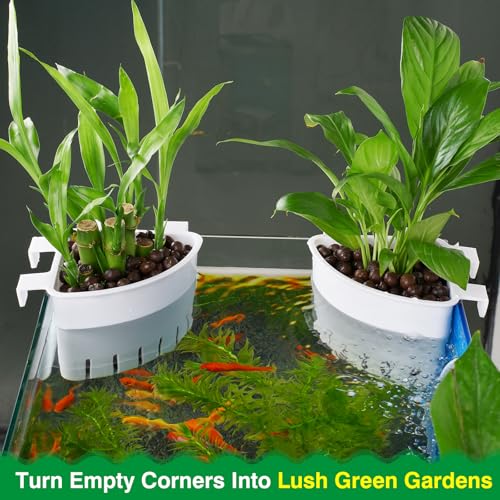 Borlech 2026 Latest Model Large Aquarium Corner Planter Hanging Plant Holder for Fish Tank Aquaponic Plant Cultivation and Aquascape Accessories Decorations (1 Pack) White - color: White-1 Pack