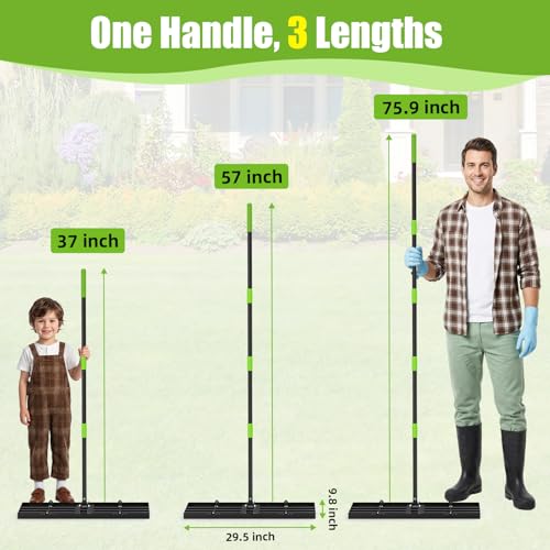 GARDTECH 30×10 Anti-Flip Lawn Leveling Rake,76” Adjustable Handle | Heavy Duty Stainless Steel,2mm Plate, for Topdressing, Sandbox, Garden Beds, Lawn Repair,Dog Spots