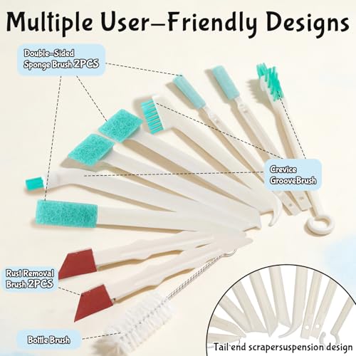 11 Pcs Humidifier Cleaner Brush Set, Small Cleaning Brushes for Tight Spaces, Crevice Cleaning Brushes Tool Mini Bottle Brush for Travel Humidifiers, Keyboards, Tiles, Bottles, Cup and Toasters