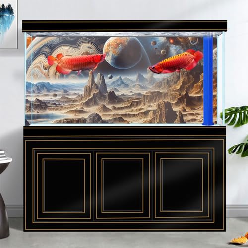 30X12IN Cosmic Spaceterrarium Background, Cool Parallel Space Themed Aquarium Reptile Habitat Background, Aquarium Background with 10EVA Double-Sided Tape - color: space02, size: 30X12in/75X30cm