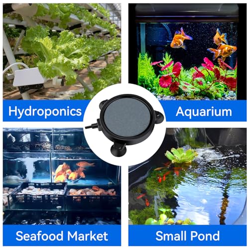 AQUANEAT Aquarium Air Stone Disc 4 inch, Aerator Bubble Diffuser, Air Pump Accessories Airstones for Aquariums, Fish Tanks,Hydroponics,and Ponds - size: 4 inch (2 pack)