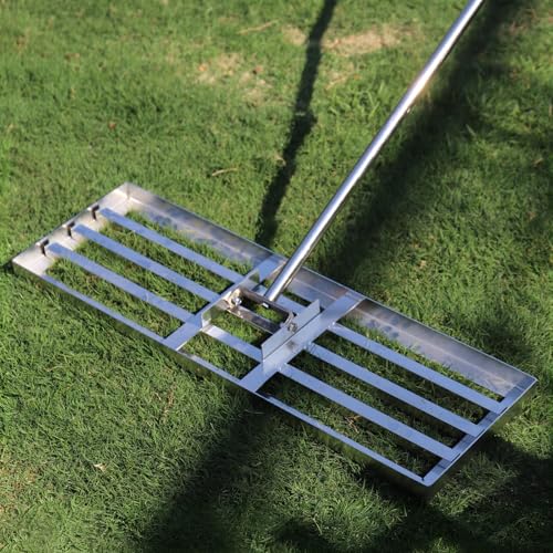 30"x10" Lawn Leveling Rake, Heavy Duty 304 Stainless Steel Lawn Leveler w/ 6.5ft Ergonomic Handle, Effort Saving Soil Tool for Dirt, Sand, Compost, Topdressing & Garden - style: 30x10inch-6.5FT