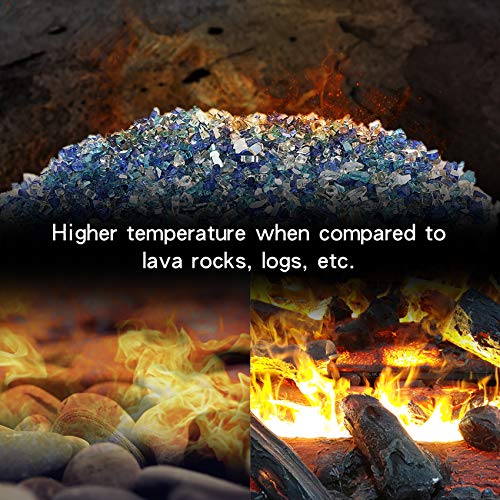 Stanbroil 10-Pound Blended Fire Glass - 1/4 inch Reflective Tempered Fire Glass Blended Aqua Blue, Platinum, Cobalt Blue Reflective Reflective for Indoor and Outdoor Gas Fire Pits and Fireplaces - color: Aqua Blue, Platinum, Cobalt Blue, size: 1/4"