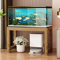 Solid Wood Fish Tank Stand with Non-Slip Feet, Adjustable Size Storage Rack for Home, Office & Hotel Use (23.6x19.7in) - Durable & Stylish Aquarium Furniture - size: 60x50cm/23.6x19.7in