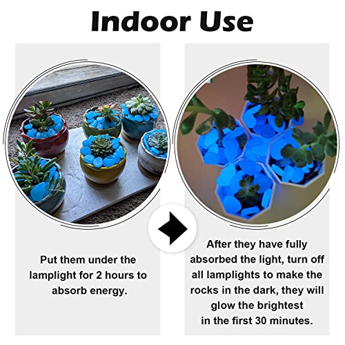 NAMTSO Glow in The Dark Rocks Outdoor, 500 pcs Blue Solar Rocks for Landscaping, Outdoor Decor Glow in The Dark Stones, Glowing Pebbles for Garden Backyard Patio Lawn Pond Fish Tank Aquarium Decor - color: Blue