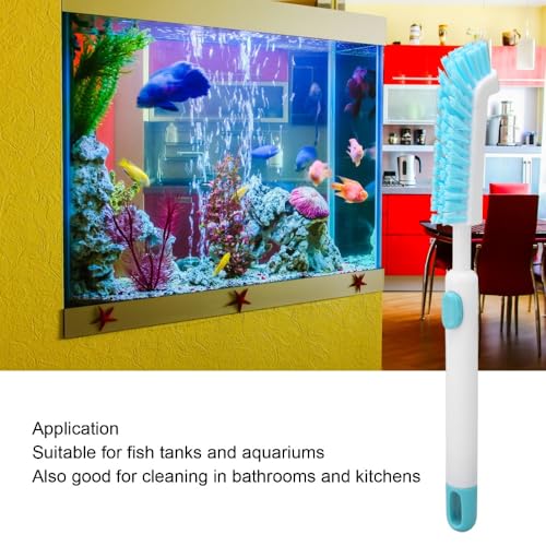 Blue ABS Fish Tank Cleaning Brush Multi-Function Cleaning Moderate Hardness Retractable Aquarium Care Brush