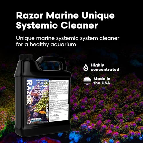 Brightwell Aquatics - Razor Marine - Unique Systemic Fish Tank Cleaner for Marine Aquariums - Aquarium Water Treatments, 135.2 fl oz - size: 4-Liter
