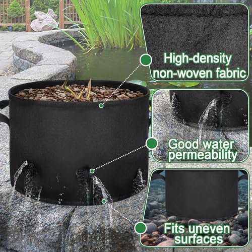 Aulock 8-Pack Lily Grow Bags for Pond - Durable Black Nonwoven Fabric Plant Pot with Handles, Aquatic Pond Planter for Aquatic Plants Water Lily (11.8" x 8"-3.7 Gallons) - size: 11.8" x 8"-3.7 Gal