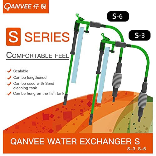 Qanvee Aquarium Gravel Vacuum Siphon - Water Change Made Easy (S-3 (Hang-On))