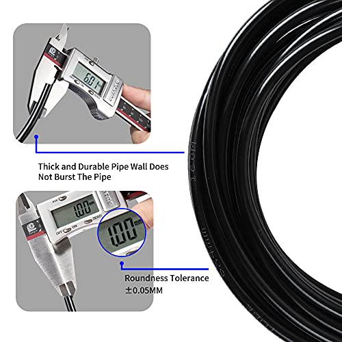 Pneumatic Tubing Black PU Air hose Pipe Tube Kit 6mm OD 4mm ID 39.4ft/12 Meter for Air Line or Fluid Transfer… - color: Black, size: 6mm OD / 4mm ID × 12m