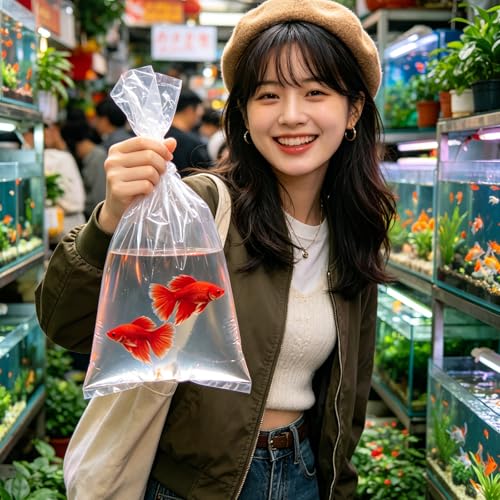 50PCS Fish Transport Bags: PE Plastic Leak-Proof Shipping Bags For Live Fish, 4.3 Mil Extra Thickness, 13.8"X6", Flat Seal, Transporting Shipping Containers
