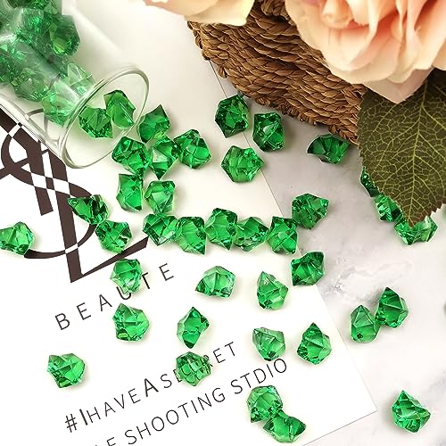 Green Vase Fillers for Home Decor, Vase Decor Filler, 150 pcs Reusable Fake ice Cubes for Photography Accessories Props Decoration for Wedding, St Patricks Day Vase Filler - color: Dark Green-16*22mm-150pcs