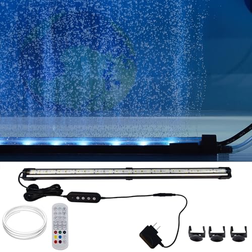 Carefree Fish Aquarium 24/7 Mode Timer Submersible LED Light Full Spectrum CRI 82~85 Tank Underwater Light & Nanometer Materials Air Stone 3Ft Tubing Waterproof Rating IP68 (No Included Air Pump) - size: 24Inch