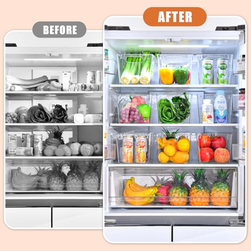 Freebat 6 Pack Large Clear Plastic Storage Bins,Plastic Containers with Handle for Pantry Organizer and Storage,Perfect for Kitchen,Fridge,Cabinet, Closet,Bathroom Under Sink Storage - color: Large 6Pack