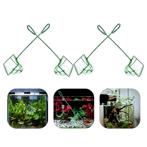 Alasum 8pcs Aquarium Fish Net Small Mesh Fine Catch Nets with 3-inch Square Frame for Fish Tank Cleaning and Aquatic Pet Care