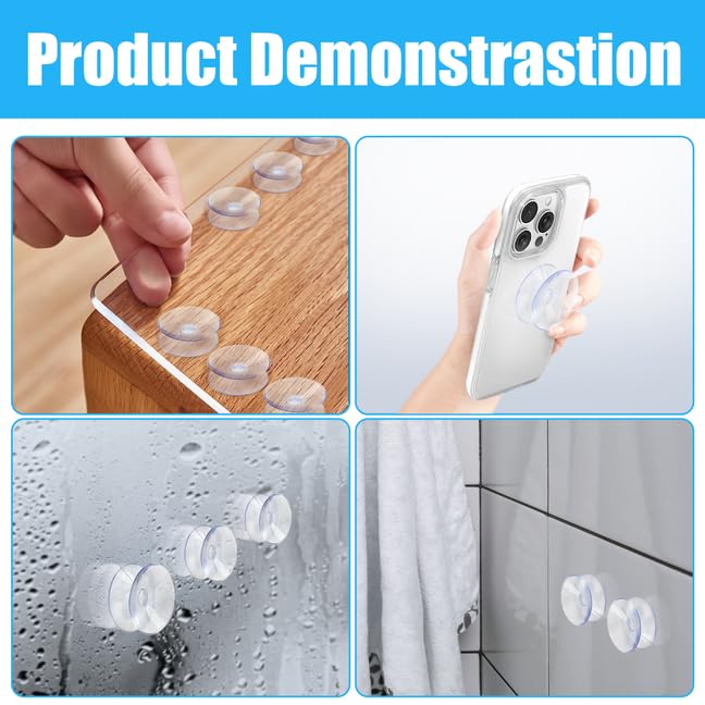 AQUANEAT 20 Pack 0.8 Inch Double Sided Suction Cups for Glass Table Top Home Organization - size: 0.8 inch