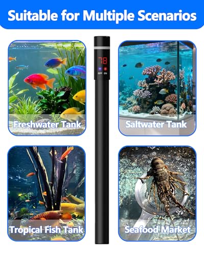 50W Titanium Aquarium Heater with LED Digital Display & External Controller – Submersible Fish Tank Heater, Precise ±1.8℉, IP68 Waterproof, for 3-7 Gallon Freshwater & Saltwater Tanks - size: 50W