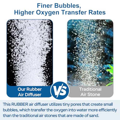 AquaMiracle New Innovative Rubber Air Stone | Air Bubbler | Oxygen Air Diffuser | for Pond Aerator | Pond Aeration | for Large Aquarium | 8”x1.52” | 1-Pack