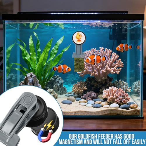 Goldfish Feeder, Saltwater Aquarium Accessories Supplies Algae Magnet Seaweed Feeder Aquarium Magnetic Clips, Fish Tank Feeding Ring Suitable for Aquatic Pets