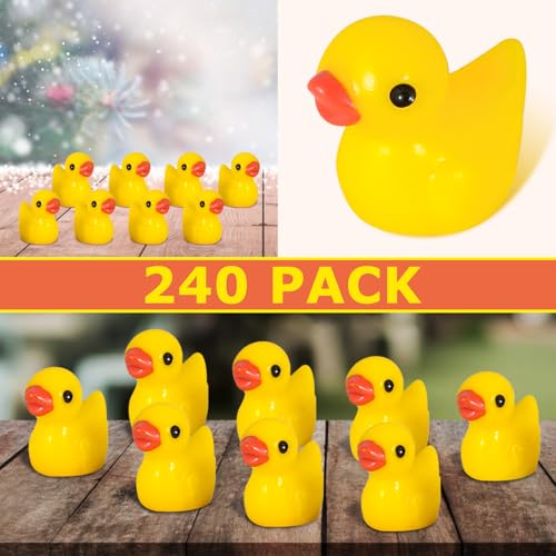 Arcimatto 240 Pack Mini Ducks Tiny Resin Duck Bulk, Decor Duck Figures for Miniature Dollhouse Decor Garden Aquarium Potted Ornament, DIY Charm Crafts Hide and Seek Prank Party Favor Toys Gag Gifts - style: Yellow Ducks
