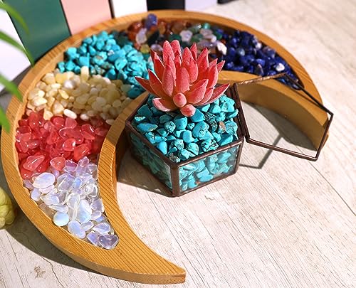 QINJIEJIE Turquoise Crystals Chips Natural Stone Gravel Bulk Crushed Rocks Pieces Polished Quartz Stone 0.55Lbs Decorative Fish Tank Pebbles Vase Filler Irregular Shaped Tumbled Gemstone for Home - color: Turquoise, size: 0.55 Pound