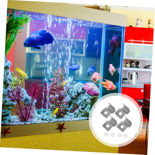 Fish Tank Accessories Aquarium Lids 4Pcs Fish Tank Glass Aquarium Cover Clip Support Holder Stainless Steel - Aquarium Accessories Universal Lid Clips 5mm Glass Tank Aquarium Lid - size: 2.1x1.5cm