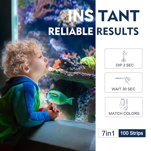 Aquarium Test Strips, 7-Way Aquarium Test Kit for Freshwater Saltwater,50 Strips Quick and Accurate Fish Tank Pond Test Strips,Test Nitrate, Nitrite, Chlorine,Hardness,Alkalinity, Carbonate, Ph - color: 7 WAY-50ct