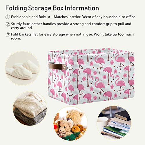Pink Flamingos Storage Basket Bin, Large Cube Storage Box Canvas Collapsible Storage Organizer for Home Office Closet - 15 L x 11 W x 9.5 H - color: Pink Flamingos, size: 1 PCS