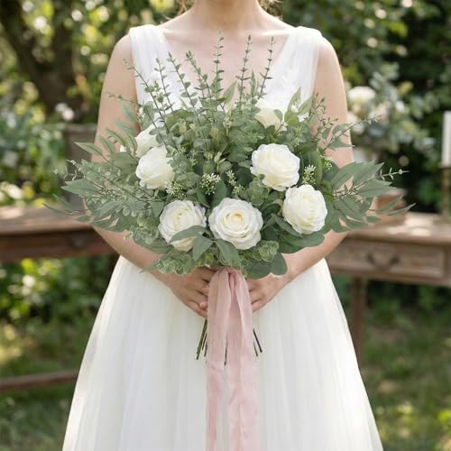 lovemoon 130 Pcs Artificial Mixed EucalyptusStems Bulk, 5 Kinds of Faux GreeneryEucalyptus Leaves Bulk for Vase Wedding DIY Bouquets Floral Arrangement Home Decor (130, Green) - color: Green
