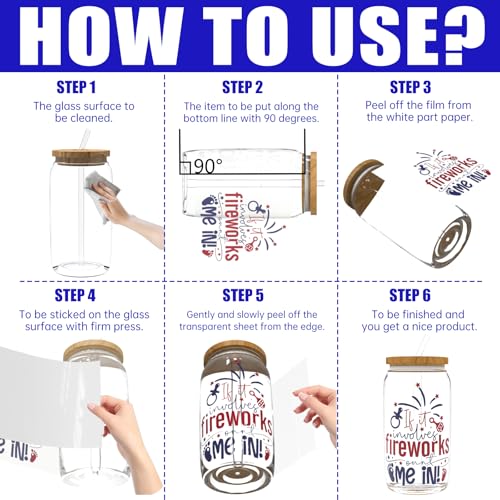 4 PCS Fourth July UV DTF Cup Wrap, Rub on Transfer Stickers for 16oz Glass Mugs, High Viscosity Permanent UV DTF Sticker, Coffee Cups, Water Bottles and Personalized Crafts - style: Fourth July
