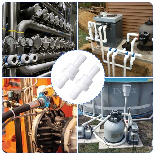 4 PCS 3/8" Check Valve, Check Valve Non Return Ozone Resistance Barb Hose Aquarium Checks Valves for Pump Vacuum Oil Water Gas Fuel, White