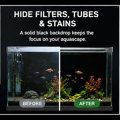 Black Aquarium Background Film, 79"x23.6" in, Static Cling Fish Tank | PVC Static Cling Backdrop, No Glue, No Residue, Removable, Reusable, Easy Install for Fish Tanks - size: 79"x23.6"in