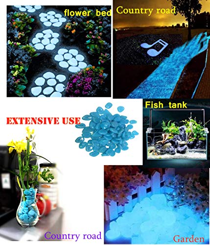 JOSDIOX Grow in The Dark Pebbles Garden Pebbles Glow Stones Rocks Luminous Pebbles for Walkways Outdoor Decor Aquarium Fish Tank Garden Decorative Stones for Path Lawn Yard Walkway（100pcs）
