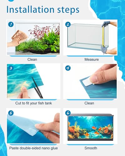 4 Pack Aquarium Background Polyester 30 x 18 Inch Cloth Fish Tank Background Undersea Corals Sunshines Rock Aquatic Plants Wallpaper with Double-Sided Tape - size: 30 x 18 Inch