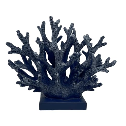5.8" H Dark Blue Coral Decor - Resin Coral Statue, Nautical Decor for Home, Bedroom, Bathroom, Living Room, Ocean Themed Cabinet Shelf Tabletop Decoration - color: Dark Blue, size: 5.83"H