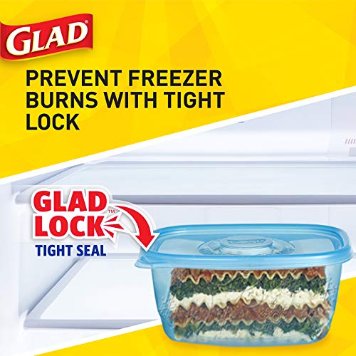Glad Gladware Freezerware Food Storage Containers, Large Rectangle Holds 64 Ounces of Food, 2 Count Set | Tupperware, Plastic Food Container, Meal Prep Container, Plastic Containers with Lids - size: 2 Count (Pack of 1)