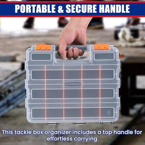 NYXOVA Small Parts Organizer, Hardware Organizer Box, 2 Pack Double Side 34 Compartments Hardware Organizers with Removable Plastic Dividers for Screws Nuts Nails Bolts (Orange) - color: Orange