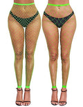 Avidlove Fishnet Stockings for Women Footless High Waist Fishnets Tight | Thigh High Stockings, Open Toe, High Stretch, Comfortable, Gothic Costume, Rave Outfits, for Cosplay, Halloween - color: Neon Green-gp