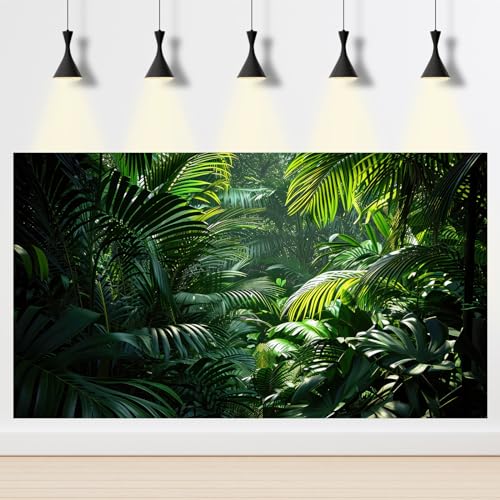 Aquarium Background Enchanting Beauty of Jungle Terrarium Backdrop Nature Jungle Green Leaf Palms Fish Tank Background Reptile Habitat Backdrop Wallpaper Poster Decor Vinyl 24x12in - color: Plam Green, size: 24(W)x12(H)inches/ 60(W)*30cm(H)
