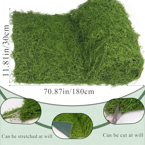 Moss Table Runner Fake Moss Rolls for Decoration 12" x 71" Artificial Moss for Plants Indoor Green Faux Grass for Planters Crafts DIY Table Centerpieces Fairy Garden Floral Wedding 30 x 180cm - color: Green, 12 X 71 Inch/30x180cm